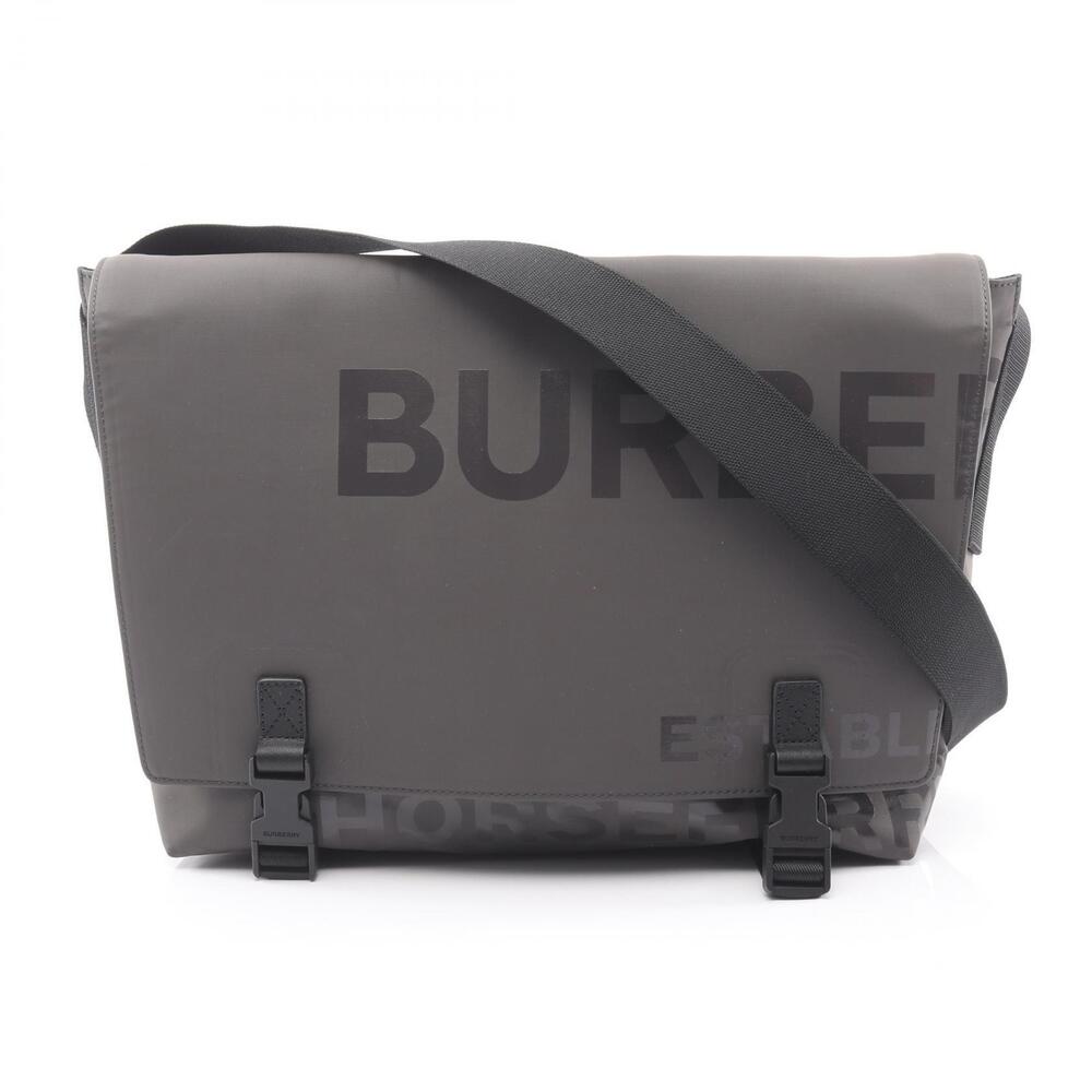 Burberry Horseferry Shoulder Bag Leather Gray Black